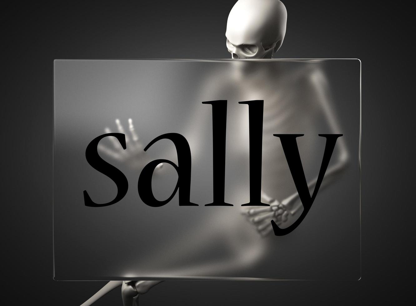 sally word on glass and skeleton photo