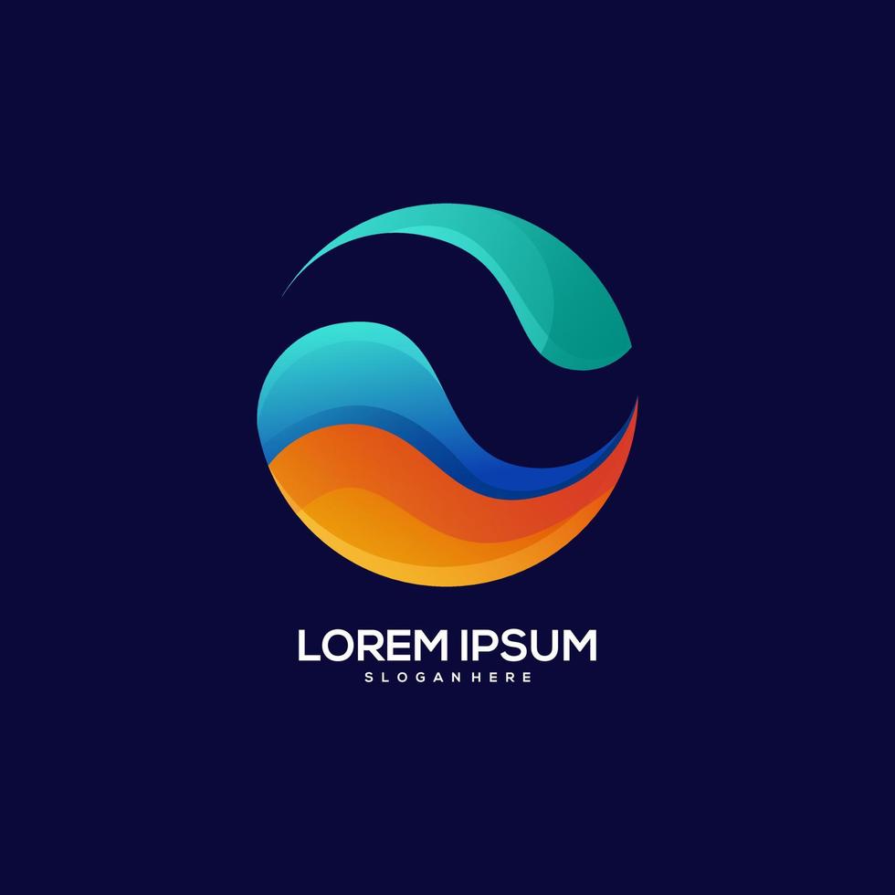 Wave logo colorful gradient illustration vector