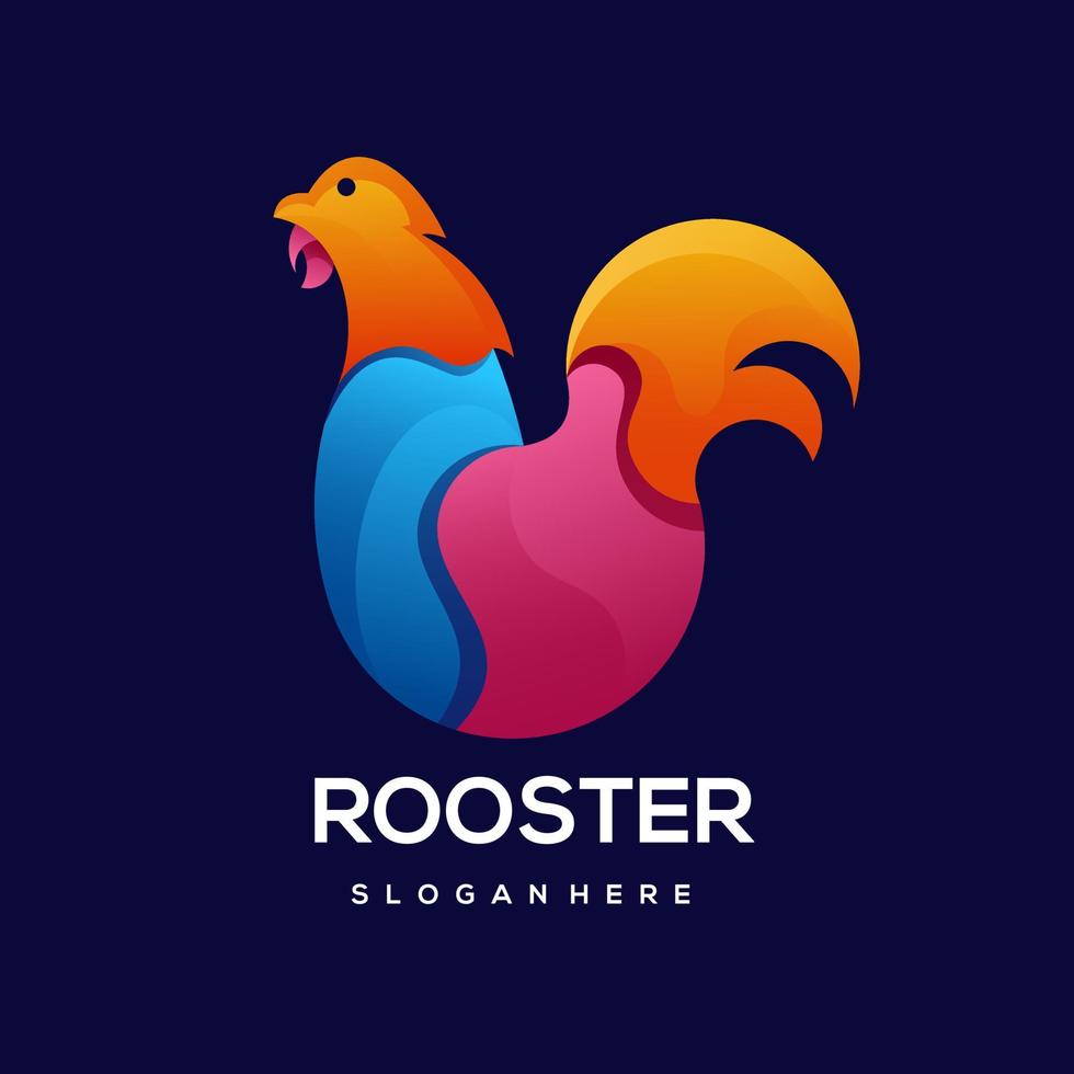Rooster logo colorful gradient illustration vector