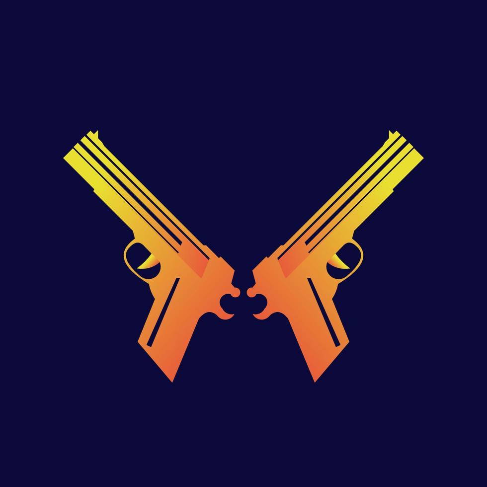 Pistol vintage logo gradient gold vector