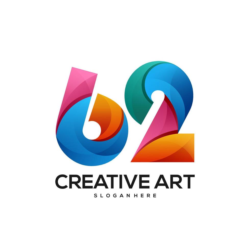 62 logo colorful gradient design vector