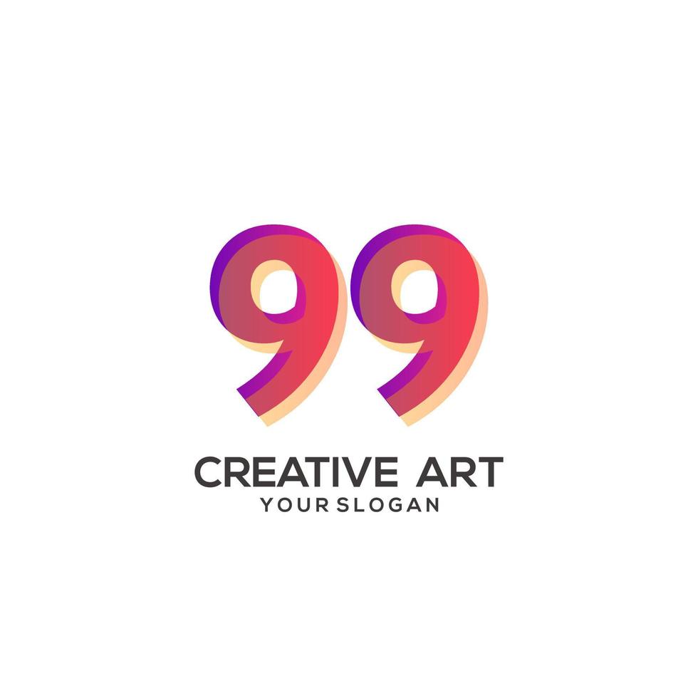 99 number logo gradient design colorful vector