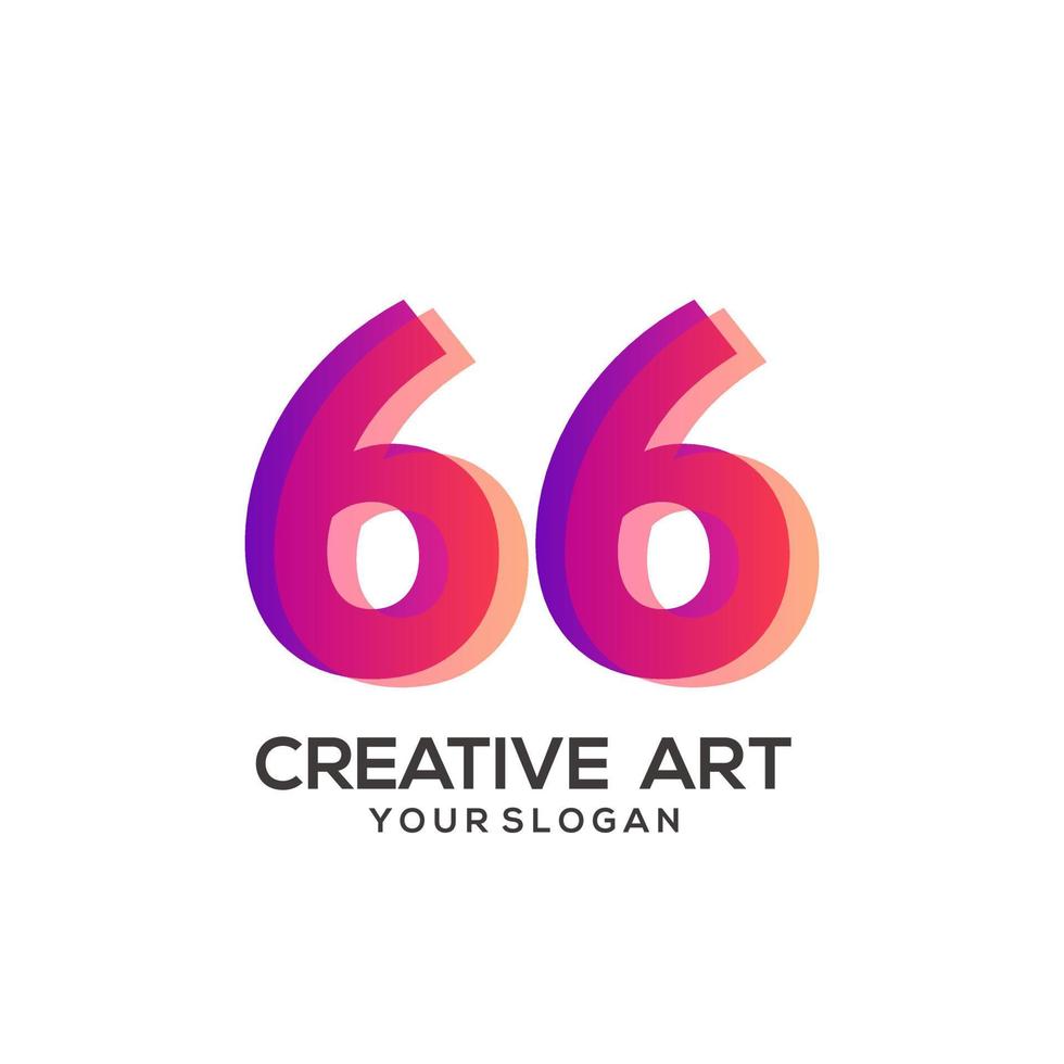 66 number logo gradient design colorful vector