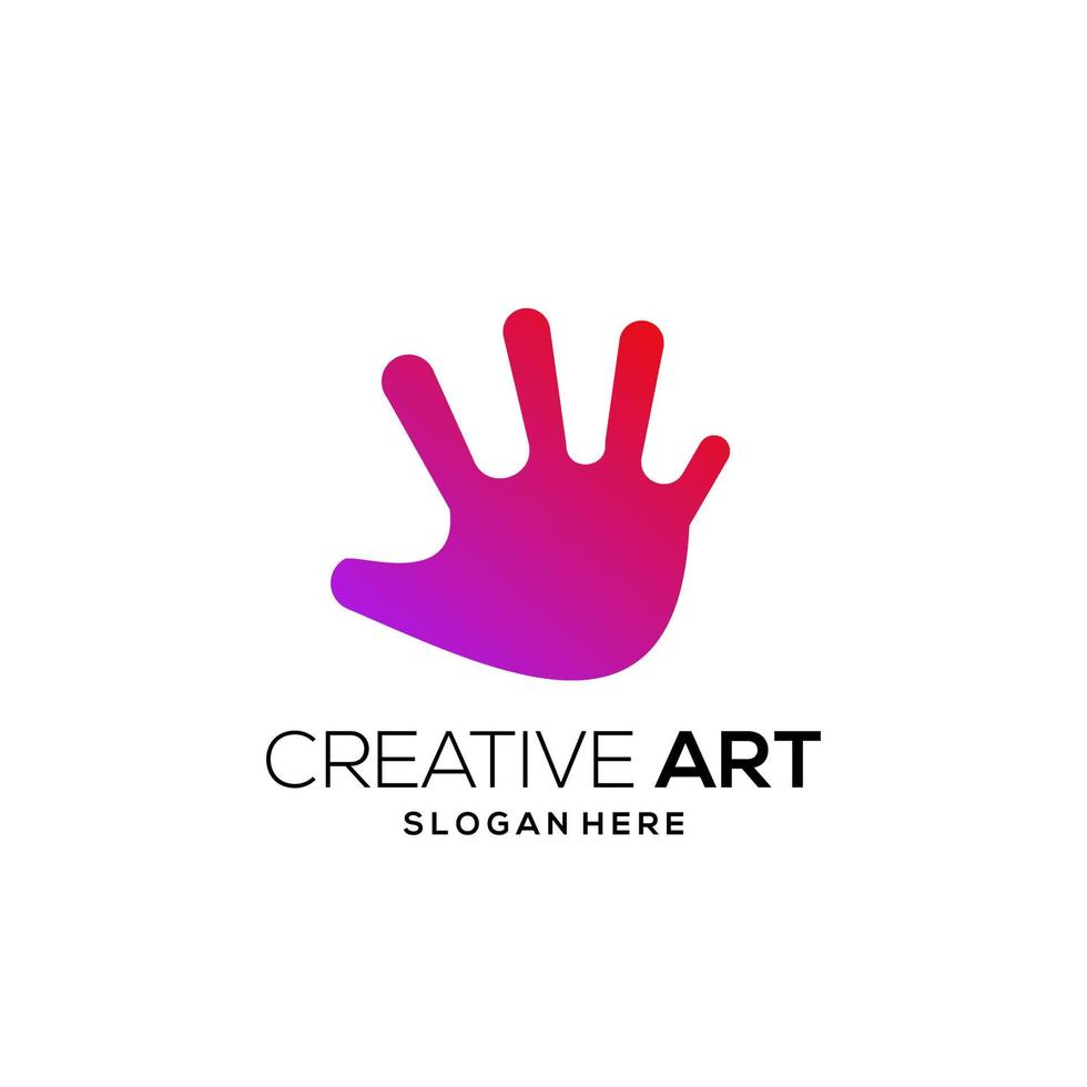 Hand logo colorful modern gradient vector