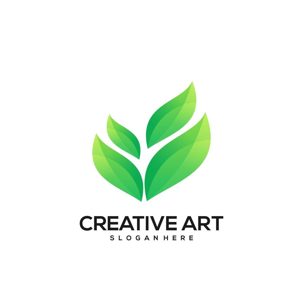 Leaf logo gradient natural green vector