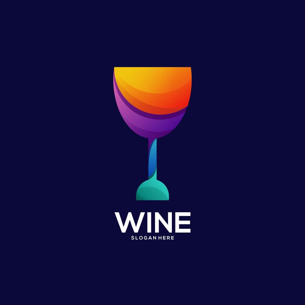 ilustración de degradado colorido de logotipo de vino vector