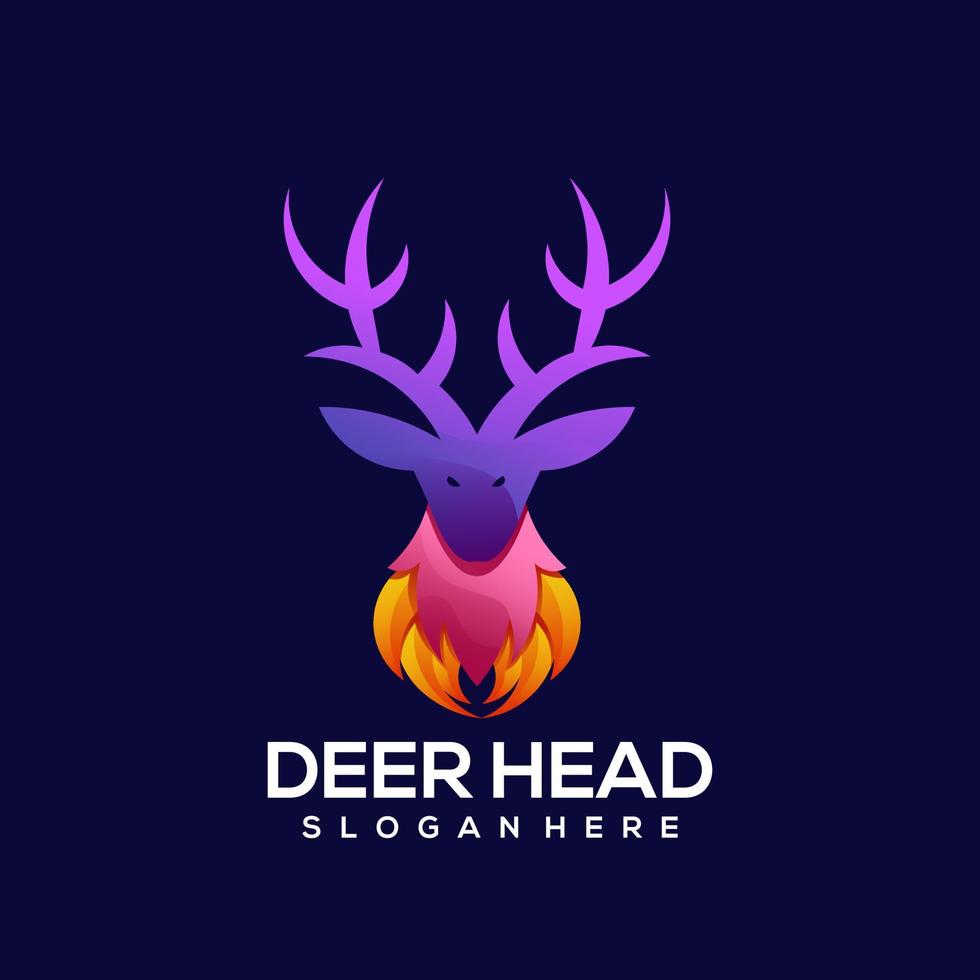 Deer head logo colorful gradient illustration vector