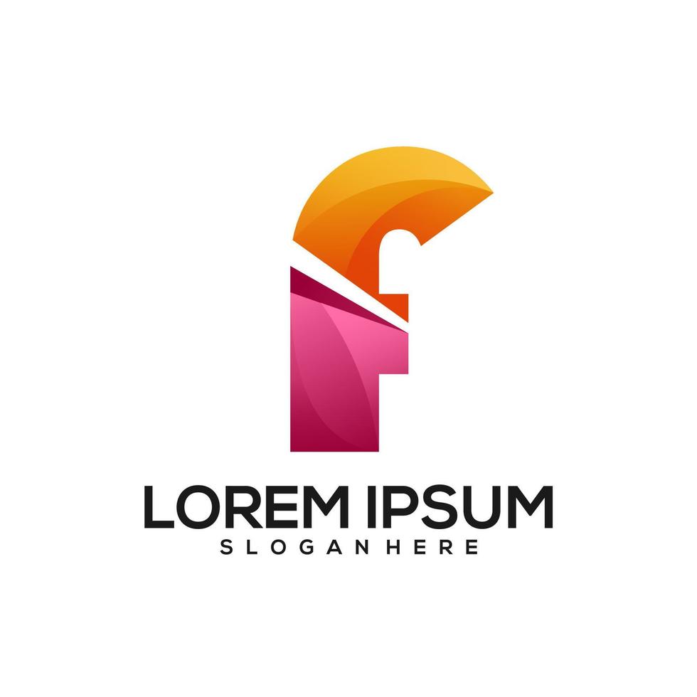 F Letter design colorful gradient vector