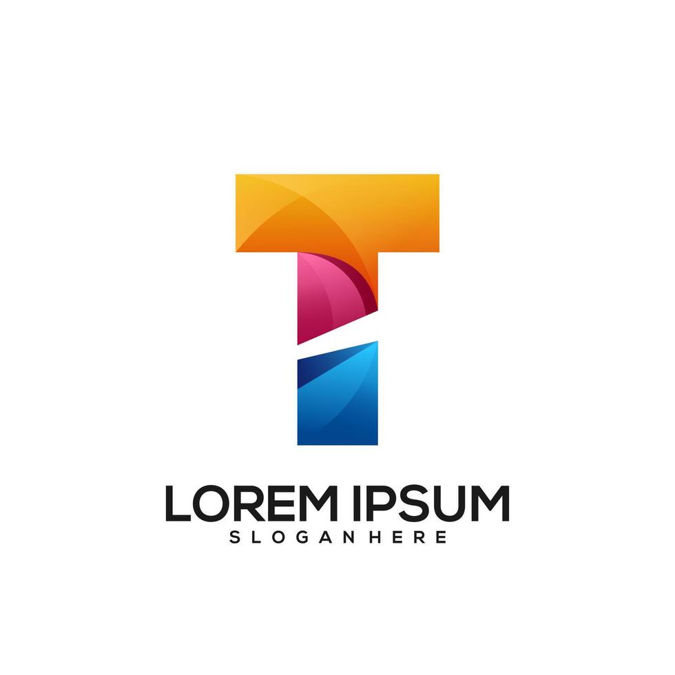 T Letter design colorful gradient vector