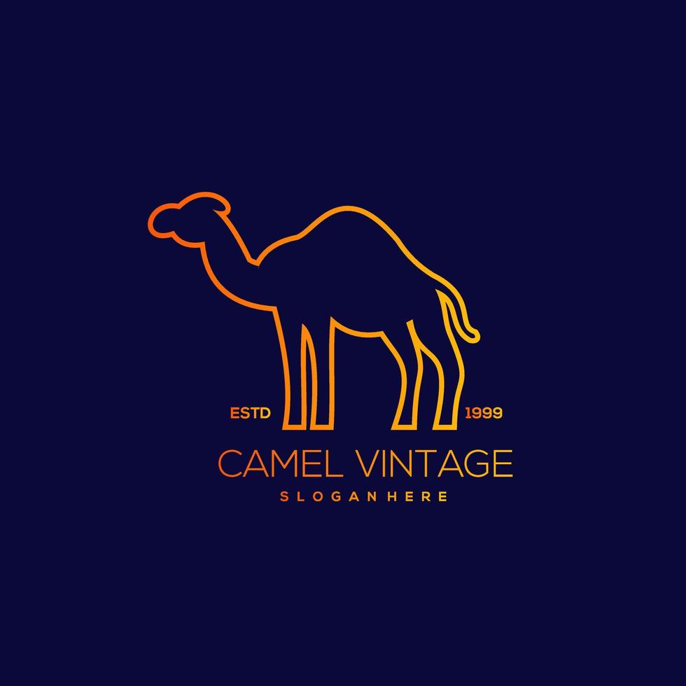 camello línea diseño vintage ilustración vector