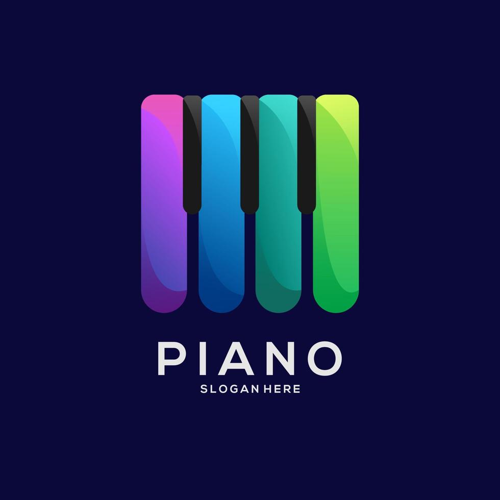 Piano logo colorful gradient illustration vector