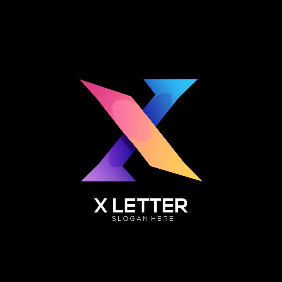 X letter logo colorful design gradient vector