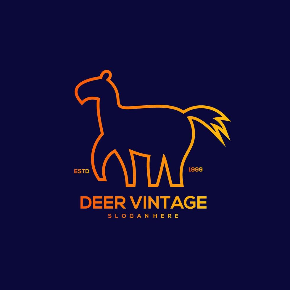 Deer line design vintage illustration vector