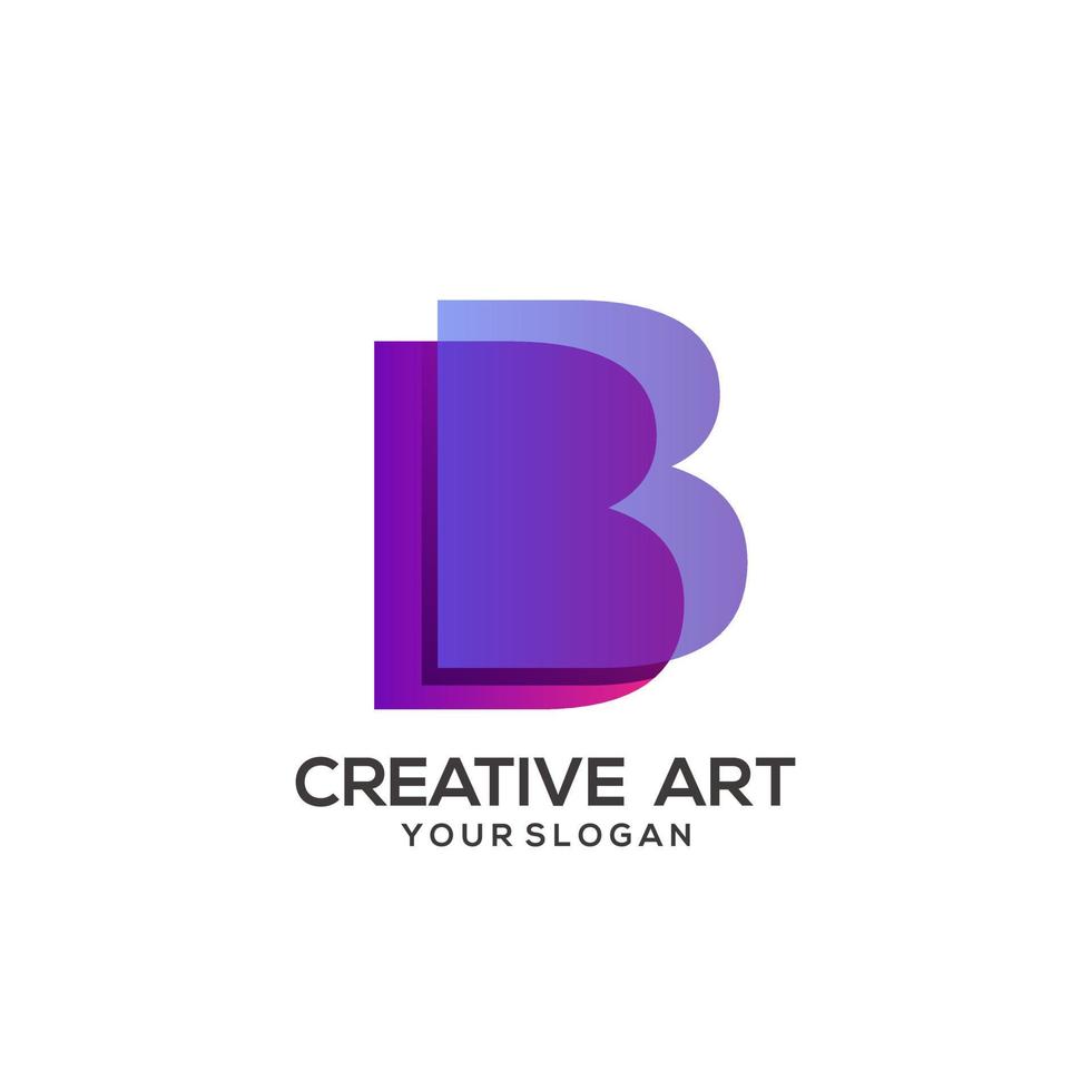 B letter logo colorful gradient design vector