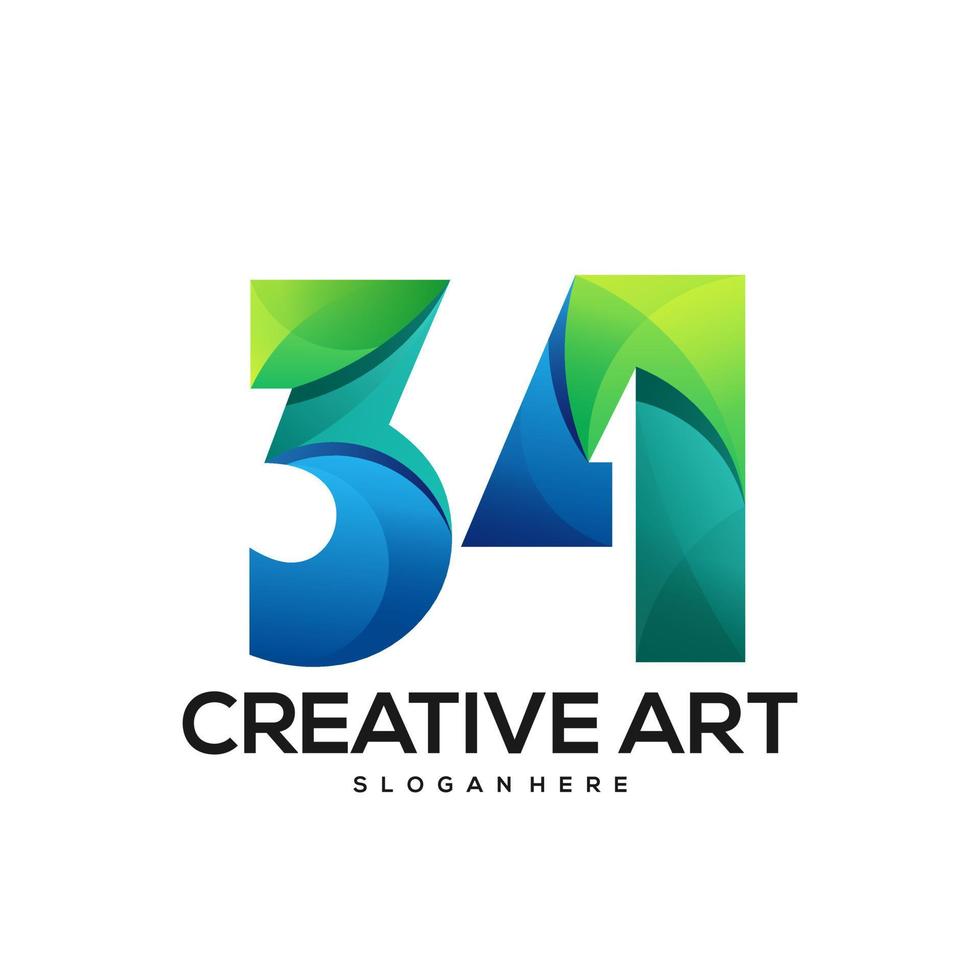 34 logo gradient colorful design vector