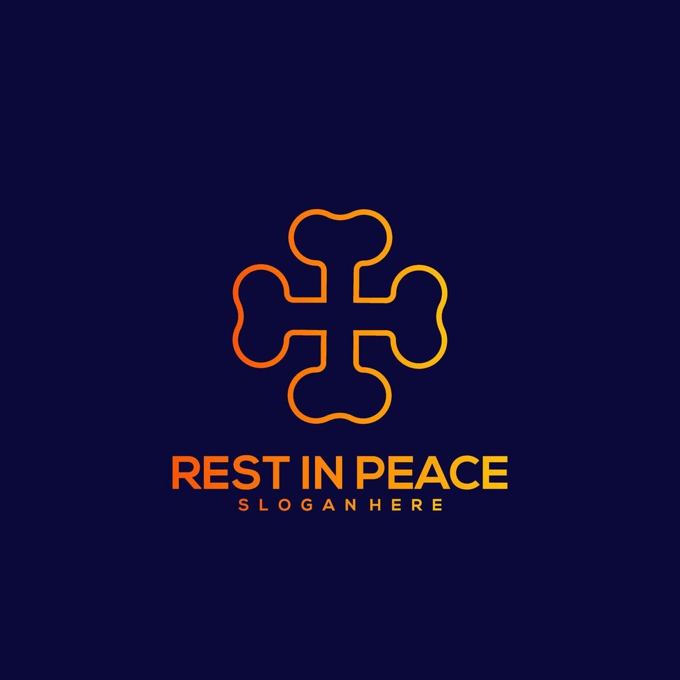 Rest in peace line design vintage illustration vector