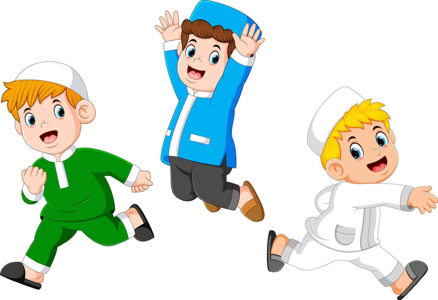 Happy moslem kids vector