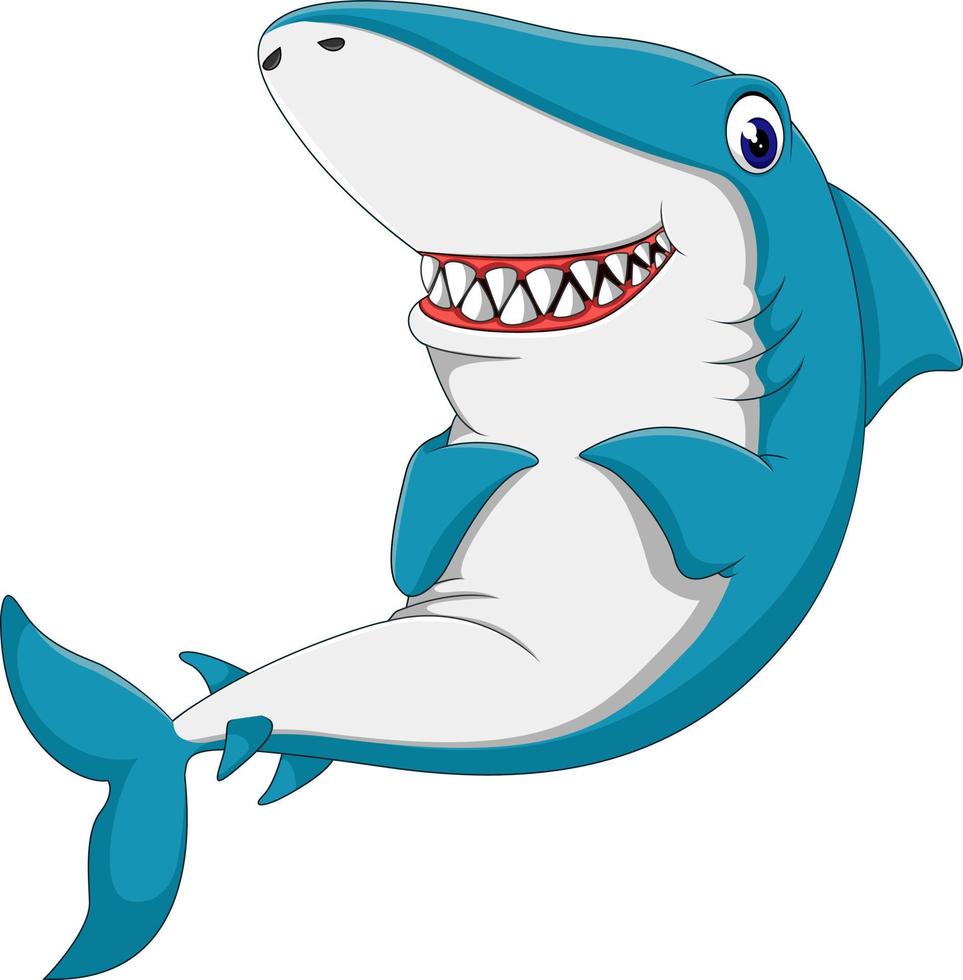 dibujos animados lindo tiburón vector