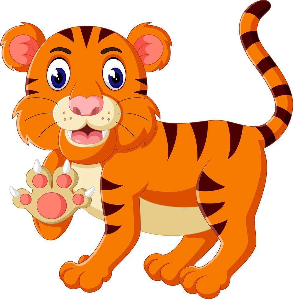 Cute tiger cartoon roaring vector