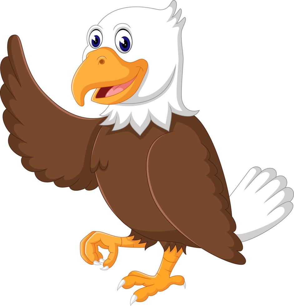 Cute eagle cartoon waving vector