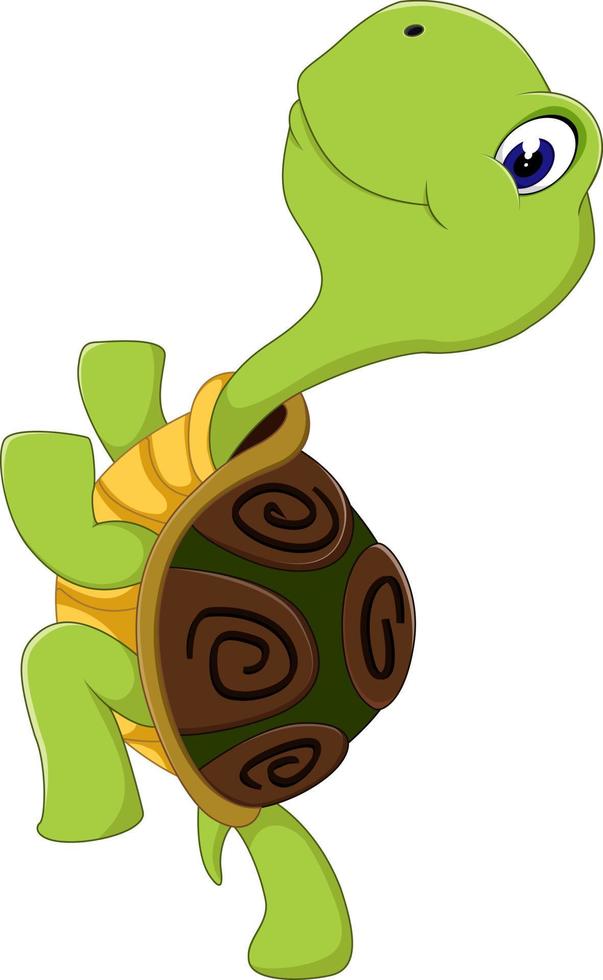 linda tortuga de dibujos animados vector