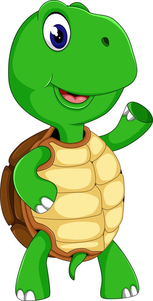 linda tortuga de dibujos animados vector