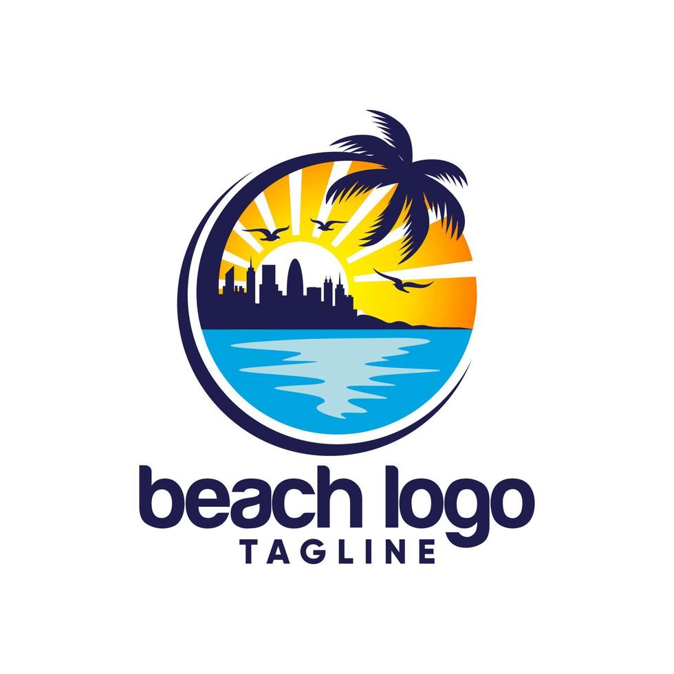 plantilla de vector de diseño de logotipo de playa