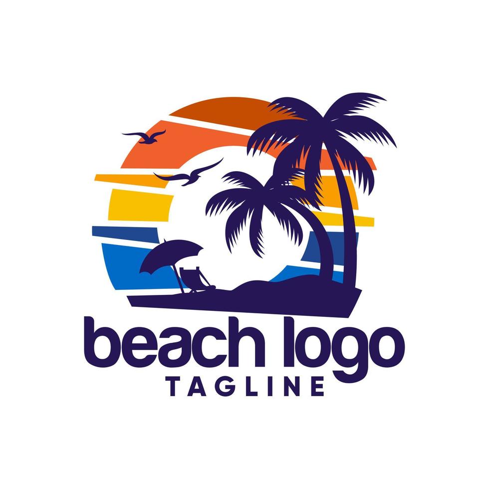 plantilla de vector de diseño de logotipo de playa