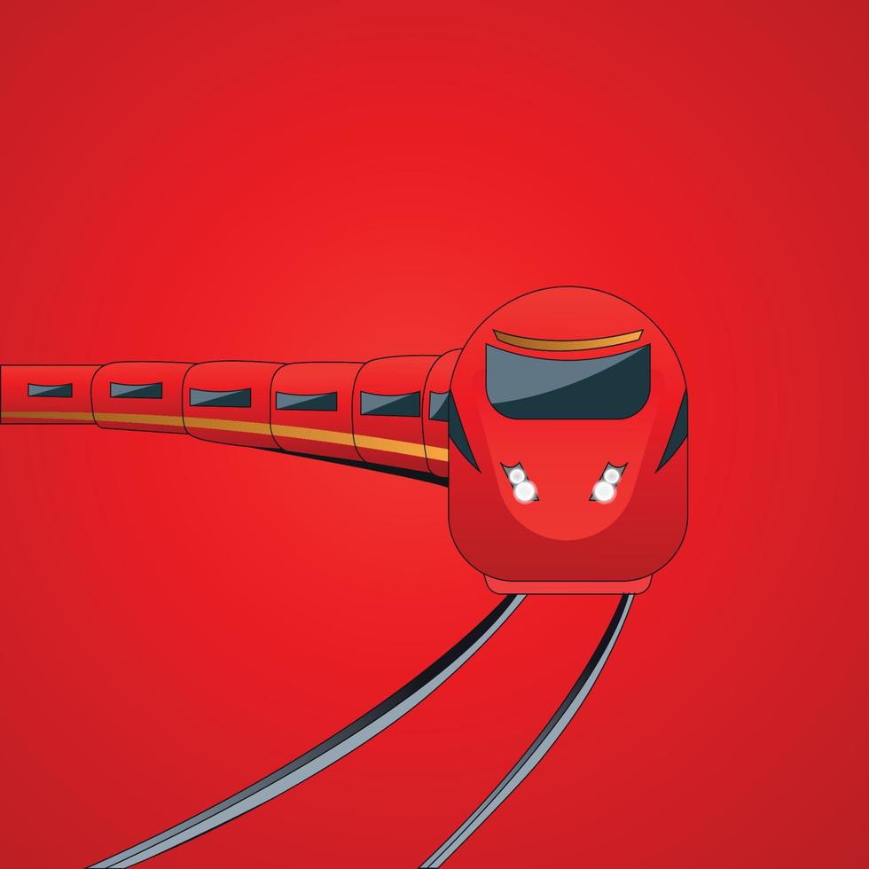 Red Theme Train Vector Illustration