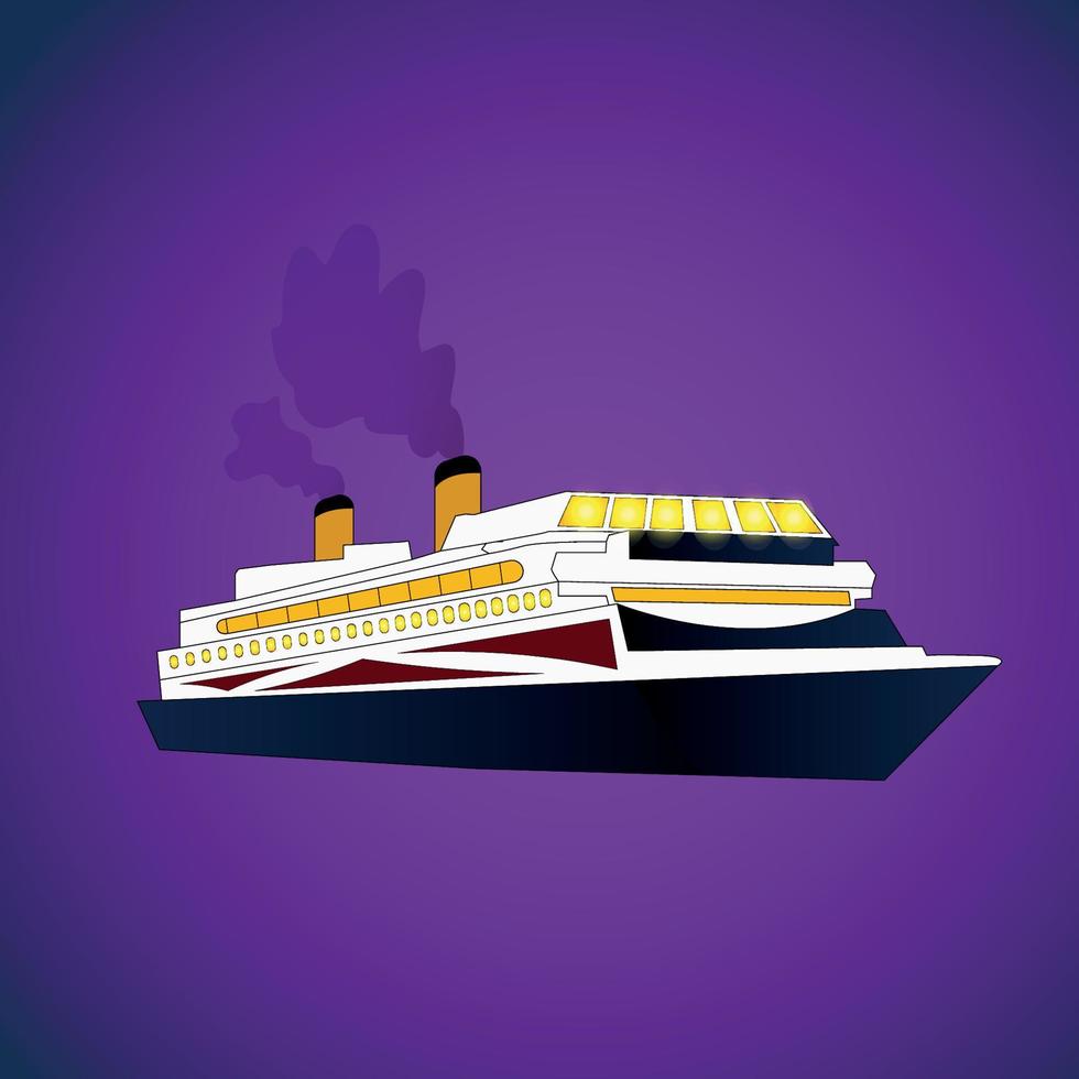 Luxury Cruise Vector Illustration With Colourful Background