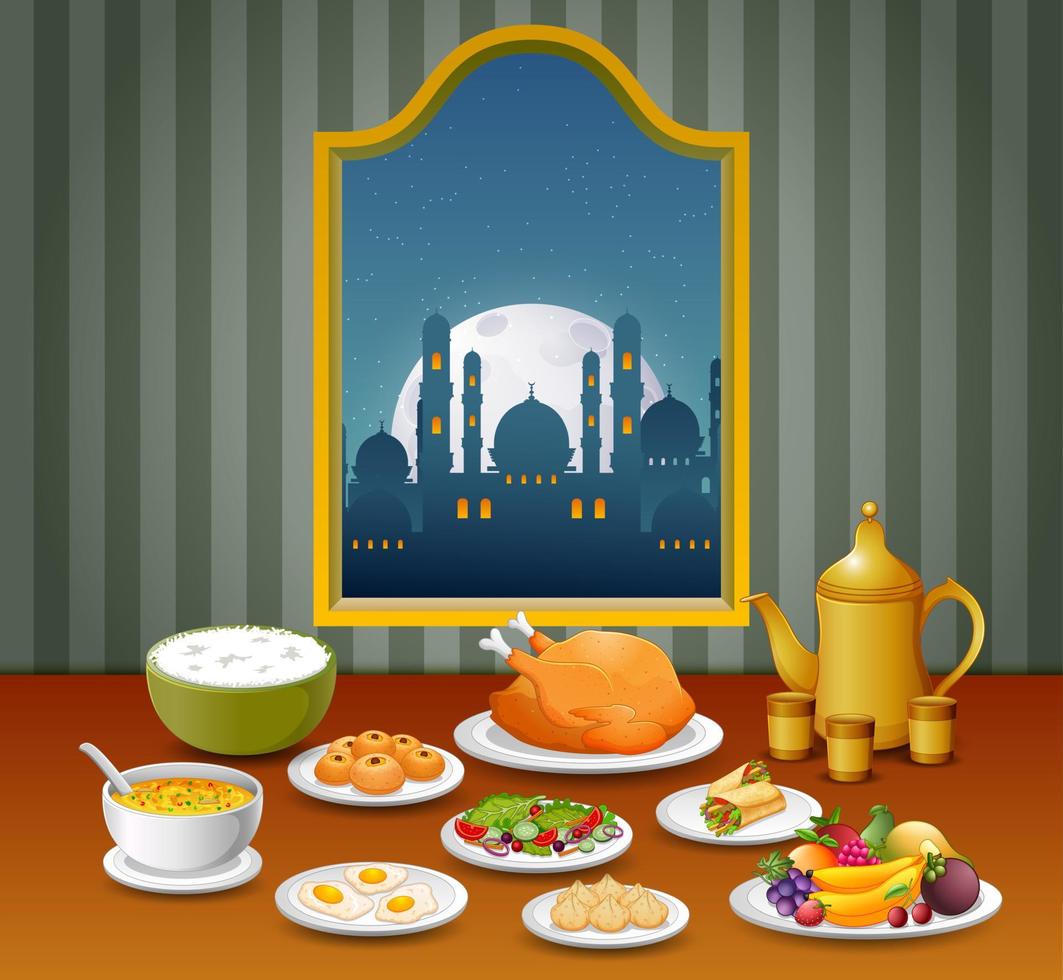 the food with the different variant for the night of ied mubarak vector