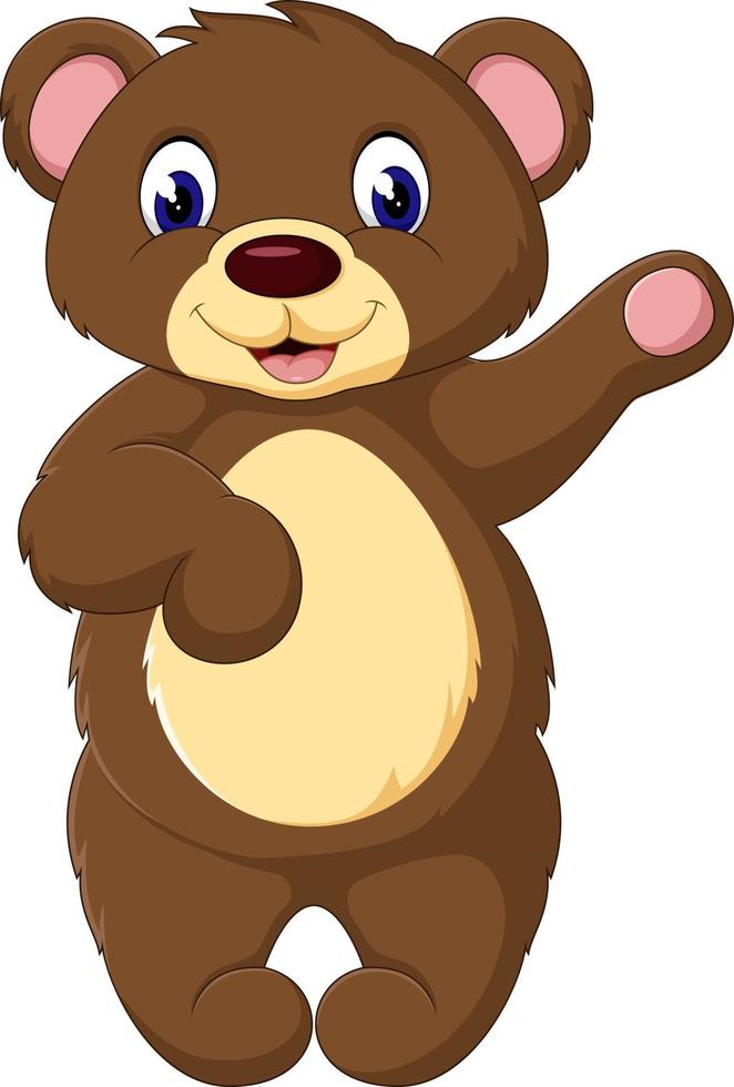 Cartoon teddy bear waving hand vector