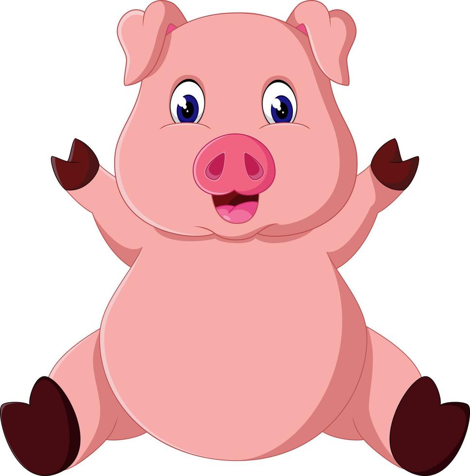 Cute pig cartoon vector