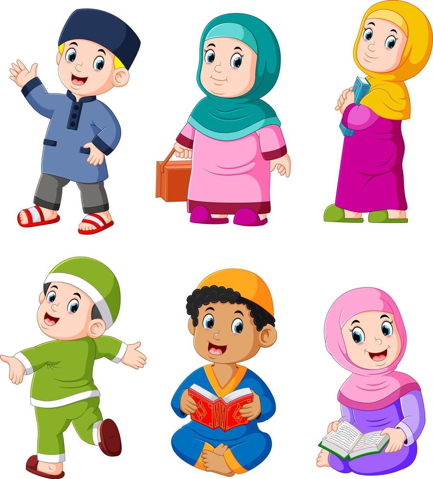 the different daily activities doing usually on Ramadan vector