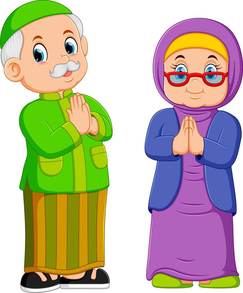 the grandmother and grandfather are the greeting forgiveness of ied mubarak vector