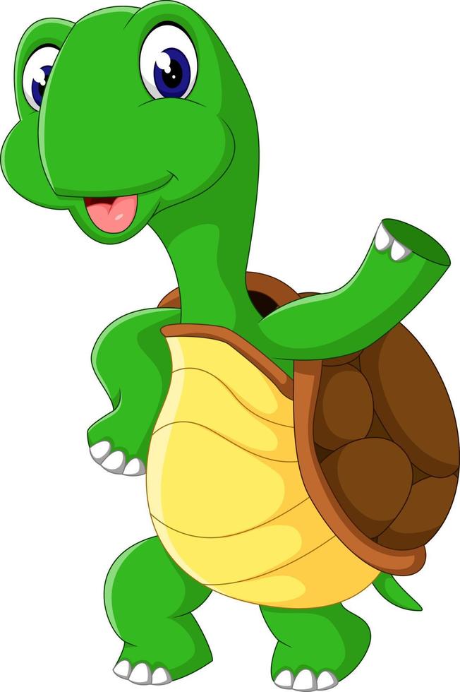 linda tortuga de dibujos animados vector