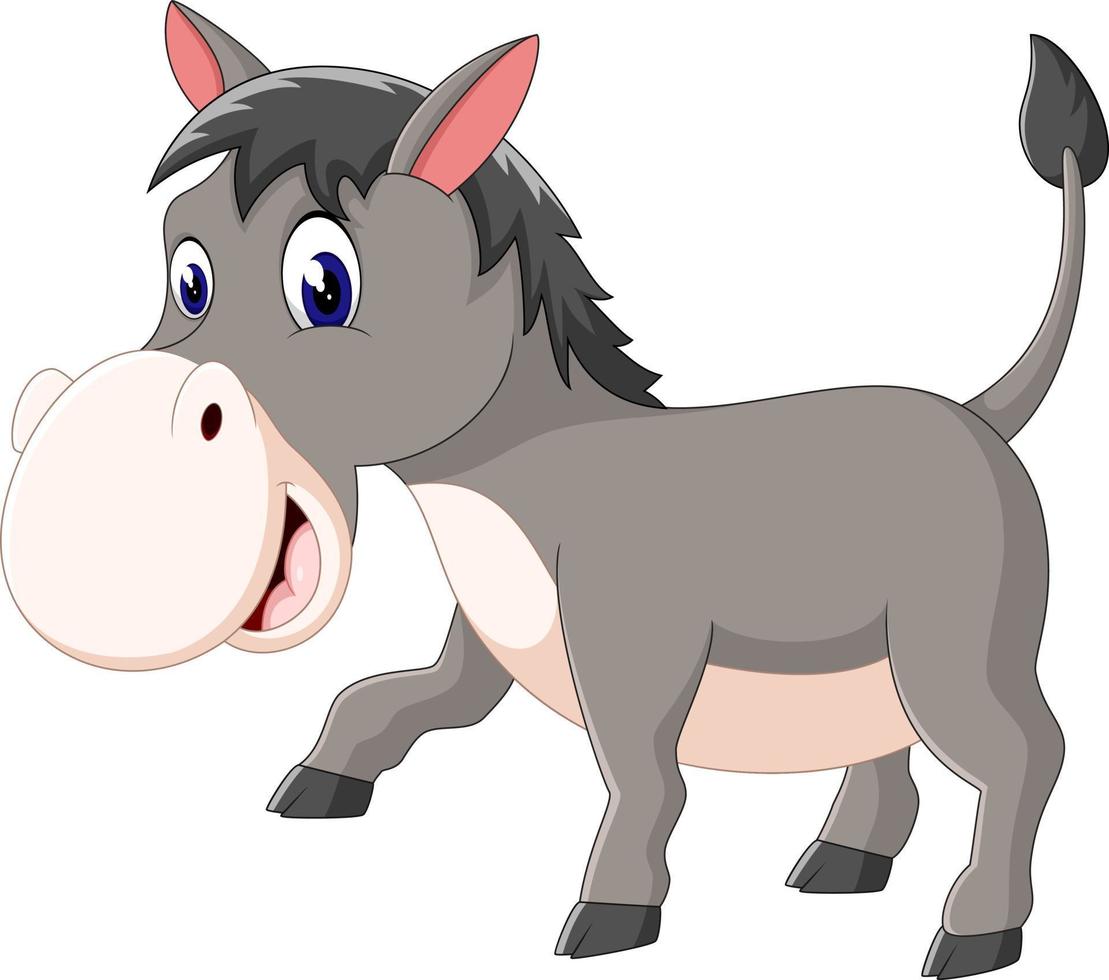 cartoon donkey smile and happy vector