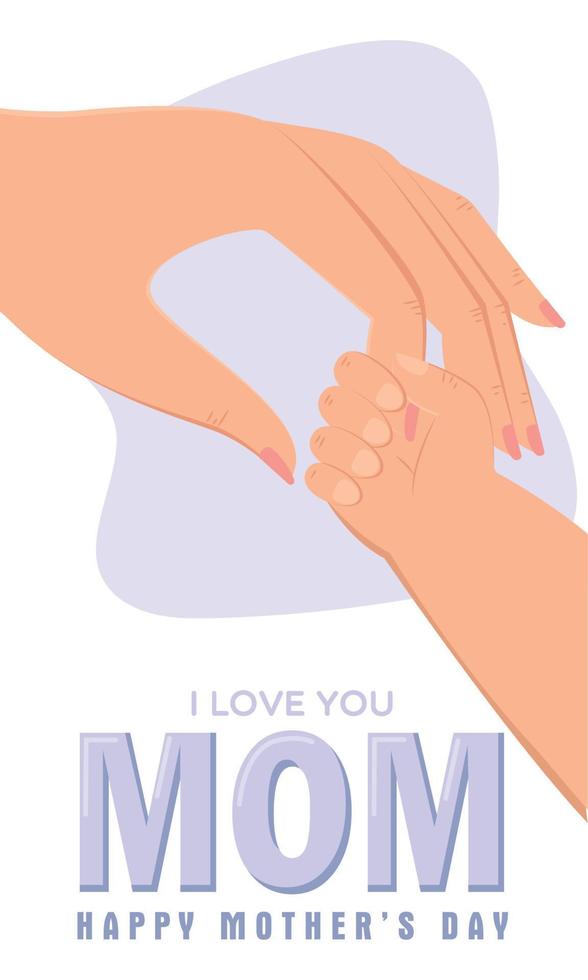 Isolated mom and baby hands mothers day vector illustration