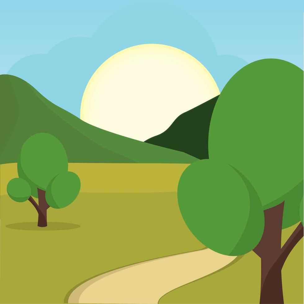Poster road forest landscape summer vector illustration