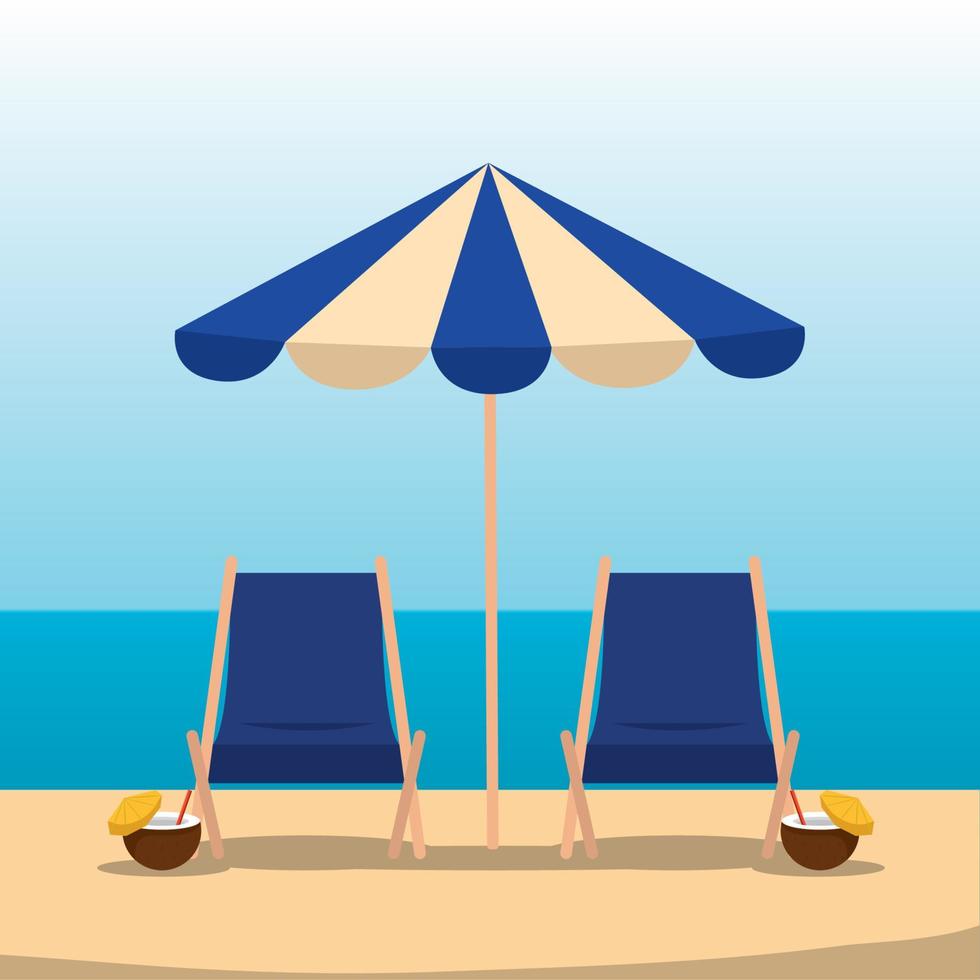 Poster umbrella beach landscape summer vector illustration