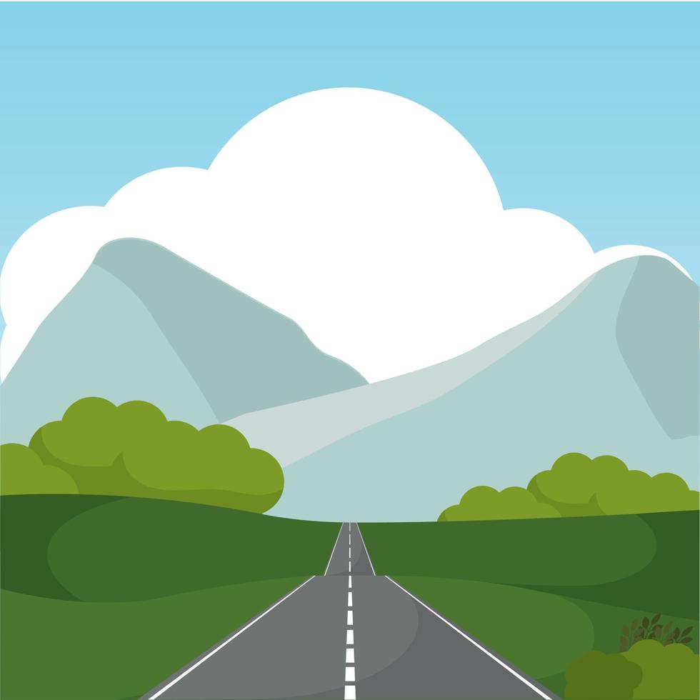 Poster way mountain forest landscape summer vector illustration
