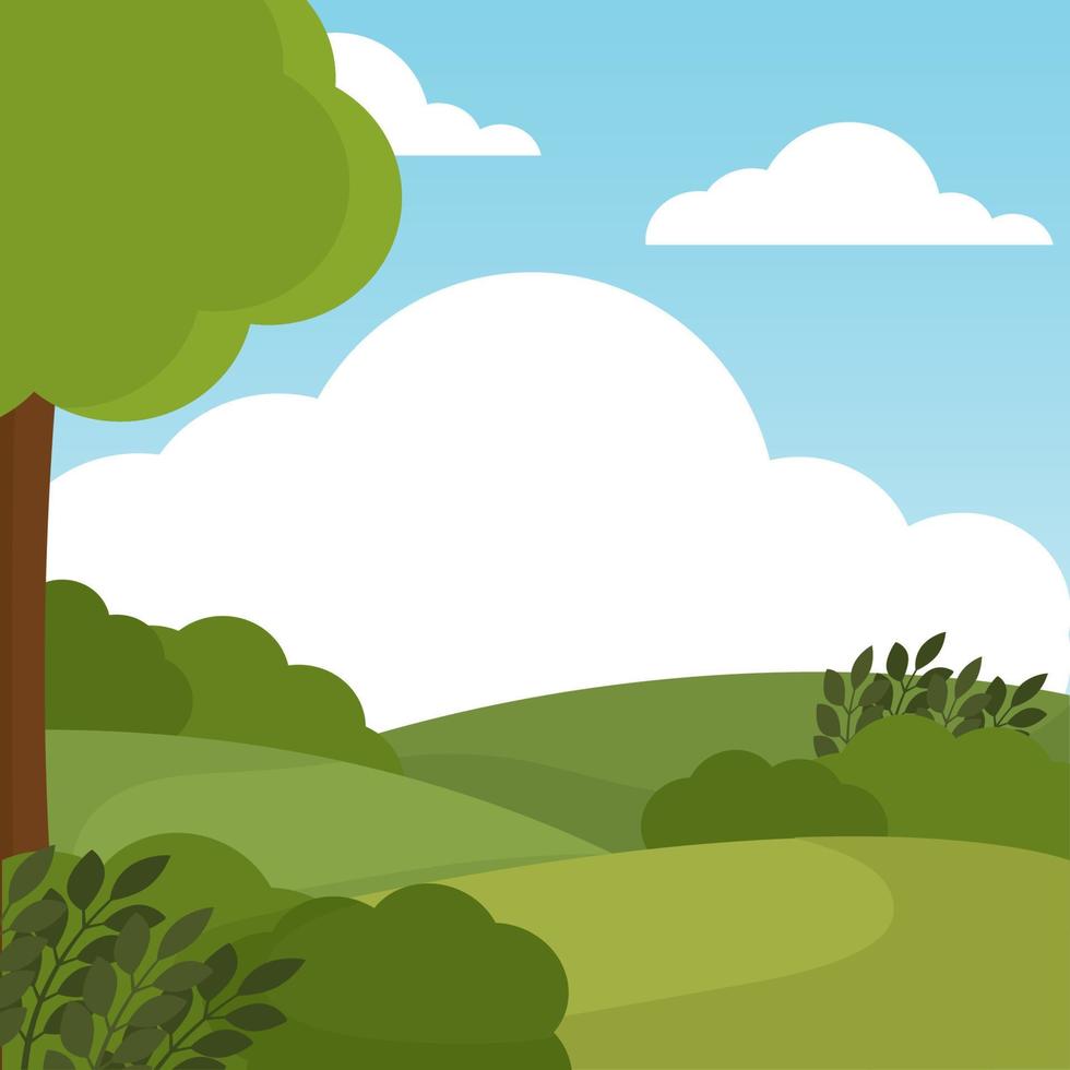 Poster field forest landscape summer vector illustration