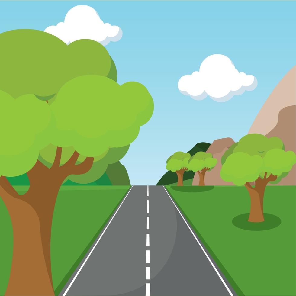 Poster way mountain forest landscape summer vector illustration