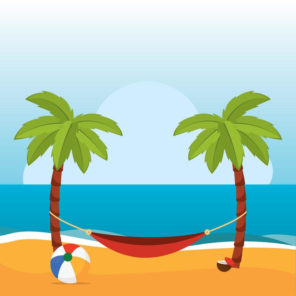 Poster palms beach landscape summer vector illustration