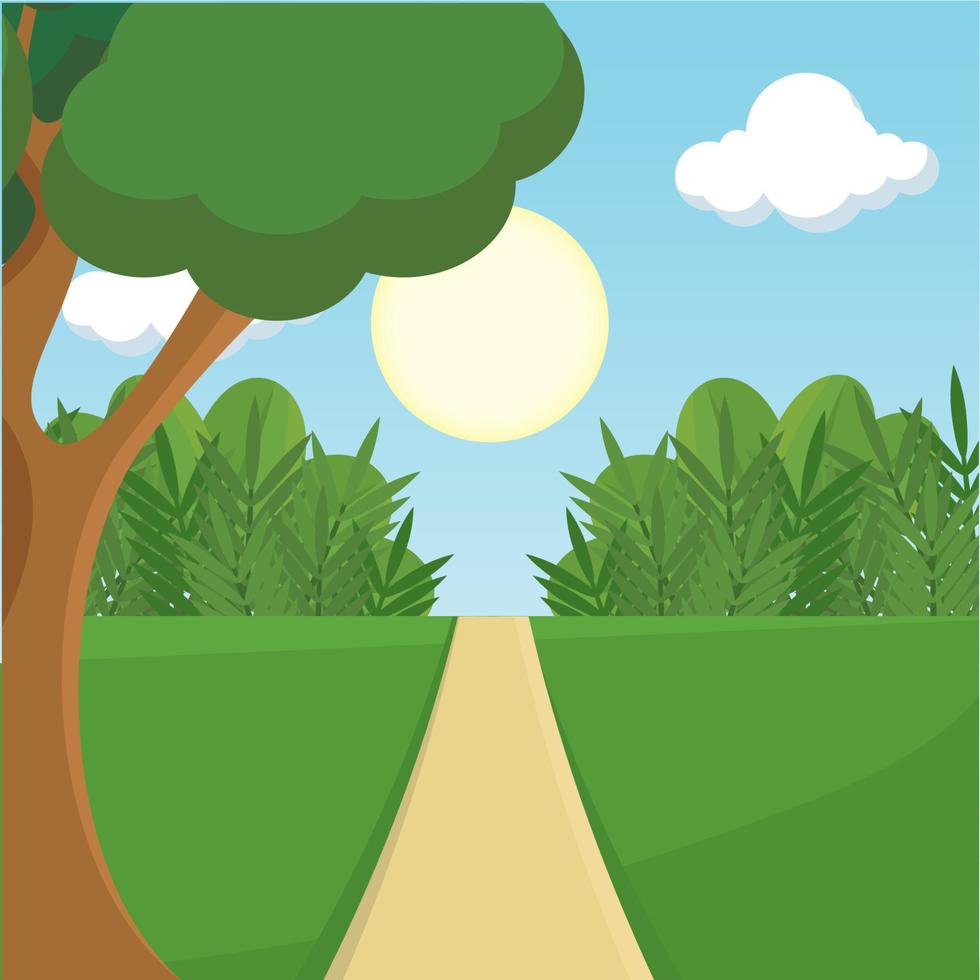 cartel camino bosque paisaje verano vector ilustración