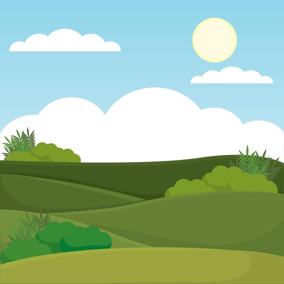 Poster field forest landscape summer vector illustration