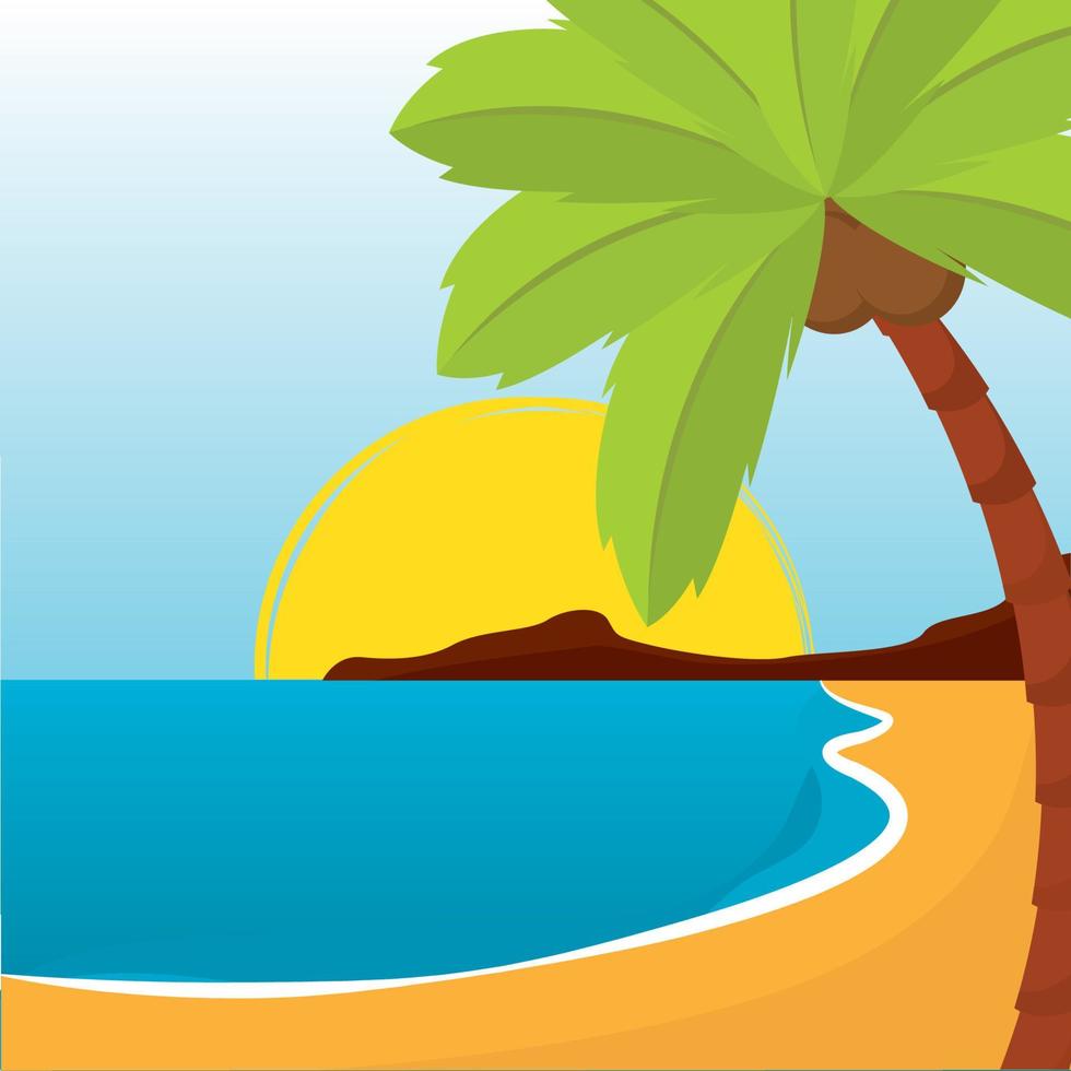 Poster palm beach landscape summer vector illustration