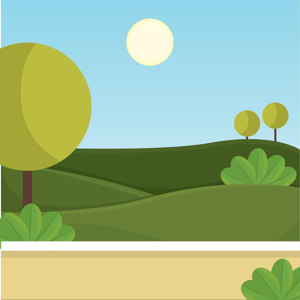 Poster field forest landscape summer vector illustration