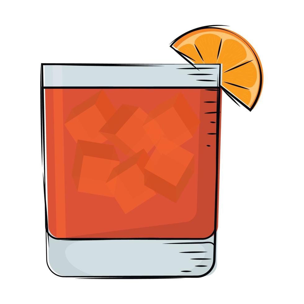 Cóctel de naranja de vidrio aislado bebida ilustración vectorial vector