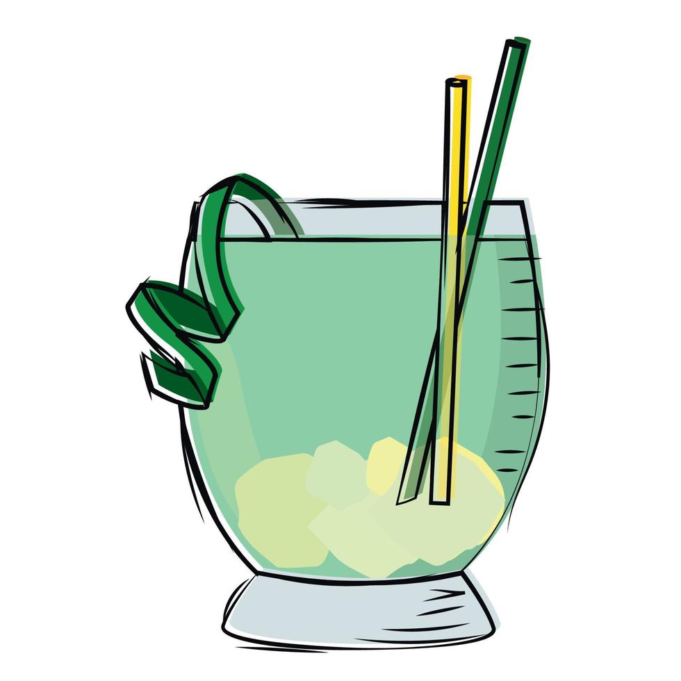 Ilustración de vector de bebida cóctel verde limón aislado